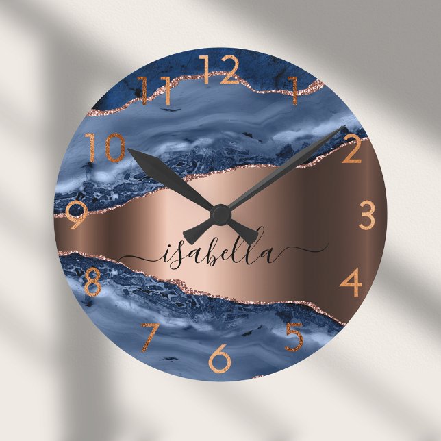 Goldmedaille aus Blauagat-Marmor-Rose Runde Wanduhr (Von Creator hochgeladen)