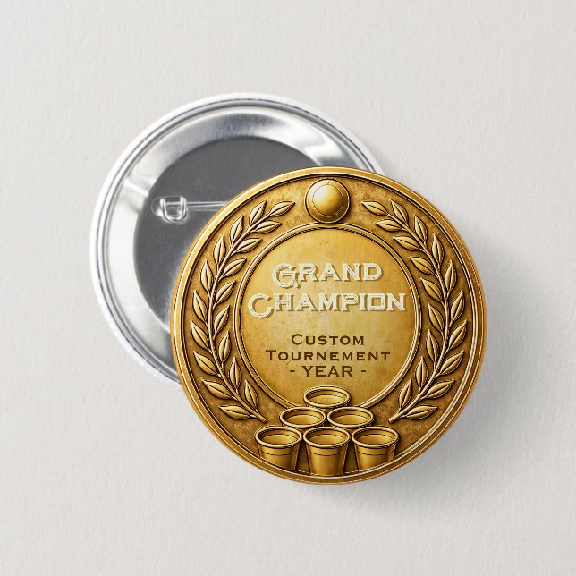 Goldmedaille Beer Pong Turniermeisterschaft Button (Vorne & Hinten)