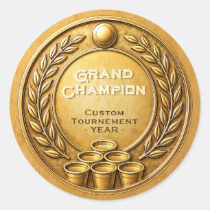 Goldmedaille Beer Pong Turniermeisterschaft Runder Aufkleber