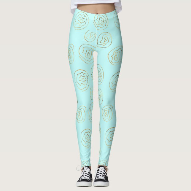Goldmedaille Blume über türkisblaue Osteryoga-Amei Leggings (Vorderseite)