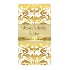 Goldmedaille Damask Weißer Feiertag Weinetikett