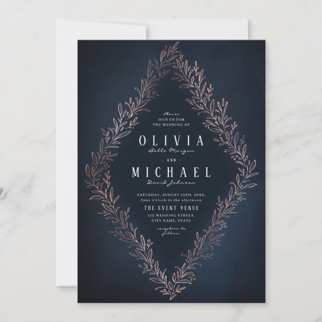 Goldmedaille der Gilded Rose Botanische Hochzeit Einladung (Vorderseite)