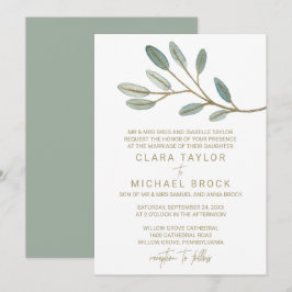 Goldmedaille Eukalyptus feierliche Hochzeit Einladung