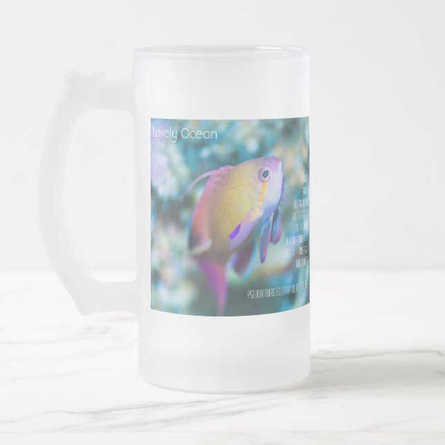 Goldmedaille, farbiger niedlicher Fisch Mattglas Bierglas (Links)