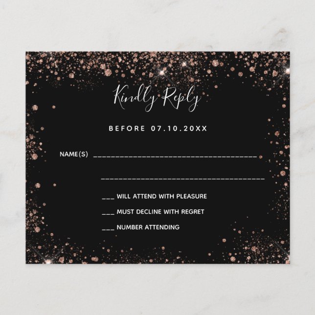 Goldmedaille für Black Rose Hochzeit RSVP-Karte (Vorderseite)