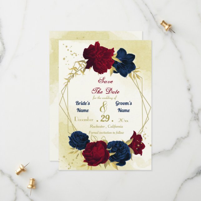 Goldmedaille für die Blume Save The Date (Vorderseite/Rückseite Beispiel)