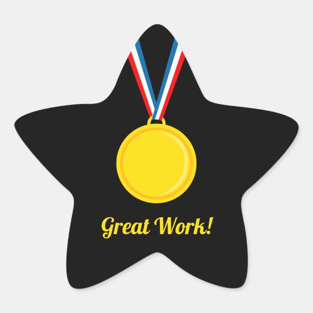 Goldmedaille für großartige Arbeit - Rot und Blau  Stern-Aufkleber (Vorderseite)