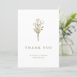 Goldmedaille für Minimalistische Botanicals-Hochze Dankeskarte