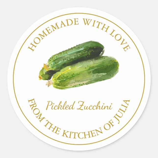 Goldmedaille für Zucchini-Pickle | weiß Runder Aufkleber (Vorderseite)