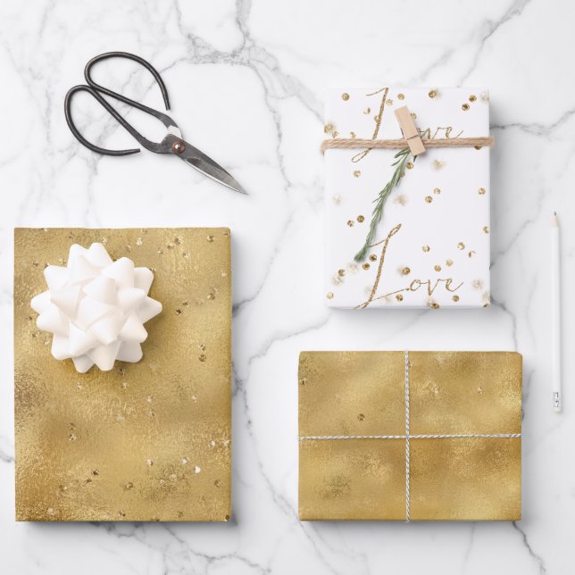 Goldmedaille Glitzer Konfetti Geschenkpapier Set (Vorderseite)