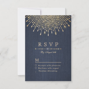 Goldmedaille Glitzer Marine Deko Jahrgang Hochzeit RSVP Karte