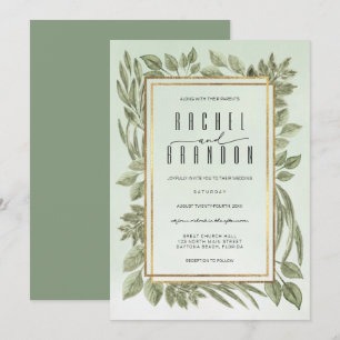 Goldmedaille Grüne Wasserfarbenhochzeit Einladung