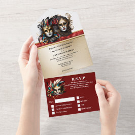 Goldmedaille Hochzeitskarneval Masken All In One Einladung