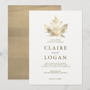 Goldmedaille Leaf White Wedding Einladung