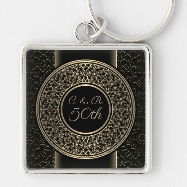 Goldmedaille-Monogram-Schlüsselkette zum 50. Jahre Schlüsselanhänger (Vorne)