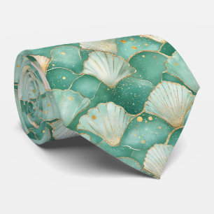 Goldmedaille Muschel Wellenmuster in Aqua Aquamari Krawatte