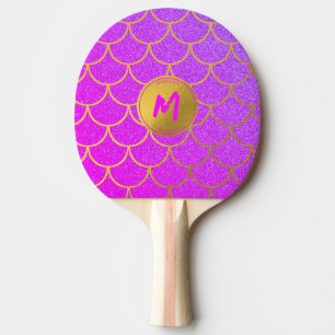 Goldmedaille Rosa Glitzer Monogram Tischtennis Schläger