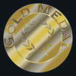 Goldmedaille Runder Aufkleber<br><div class="desc">Zeichn einer Goldmedaille.</div>