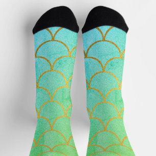 Goldmedaille Scales Aquamarin Türkis Glitzer Socken