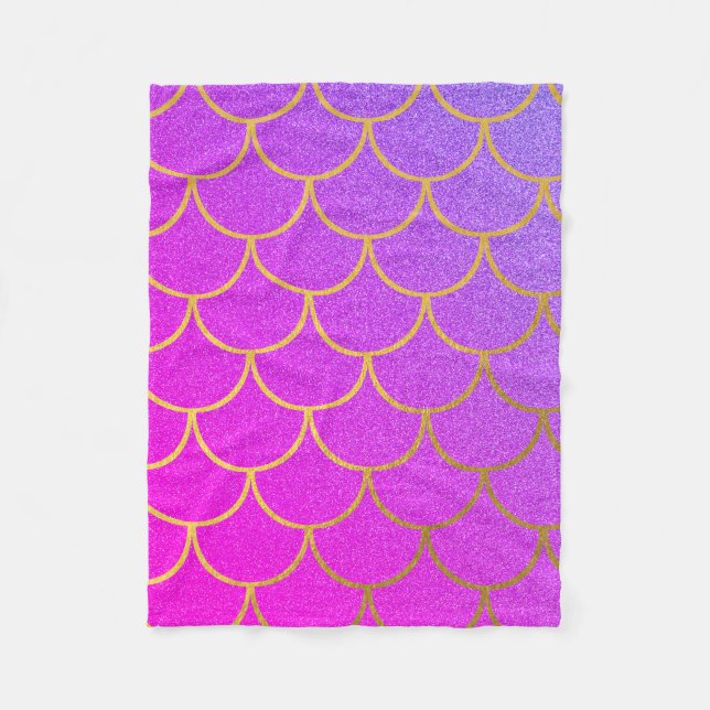 Goldmedaille Scales Pink Lila Glitzer Fleecedecke (Vorderseite)