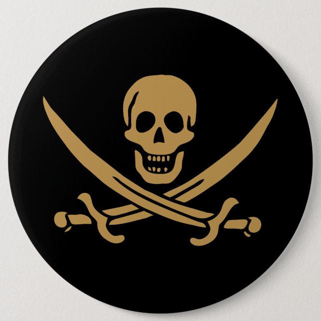 Goldmedaille & Schwerter Piratenflagge des Jacks C Button (Vorderseite)