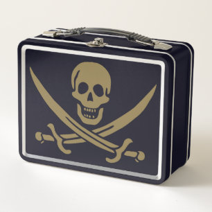 Goldmedaille & Schwerter Piratenflagge des Jacks C Metall Brotdose