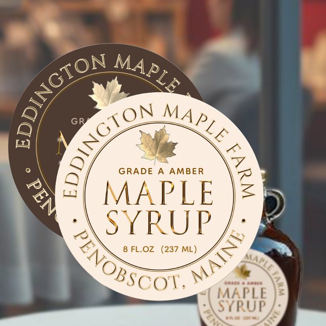 Goldmedaille-Sirup-Label mit Goldleaf Runder Aufkleber (Von Creator hochgeladen)