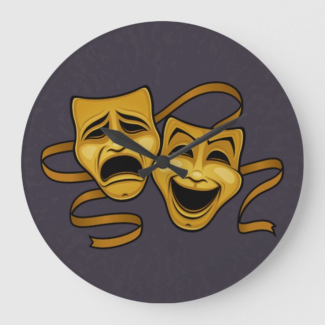 Goldmedaille und Masken des Tragedy Theaters Große Wanduhr (Vorderseite)