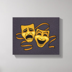 Goldmedaille und Masken des Tragedy Theaters Leinwanddruck