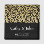 Goldmedaille und Schwarze Swirling Border Wedding Magnet<br><div class="desc">Ober Gold und Black Swirling Border Wedding Design</div>