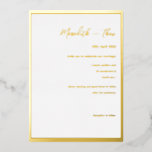 Goldmedaille und weißer Minimalwert Hochzeitsfoil  Folieneinladung<br><div class="desc">Goldene und weiße Minimal-Hochzeitsreise</div>