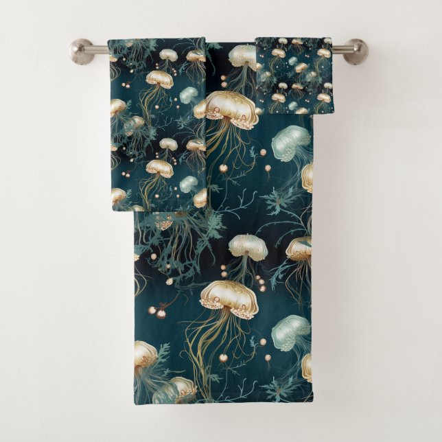 Goldmedaillen und Aquamarine Ethereal Badhandtuch Set (Insitu)