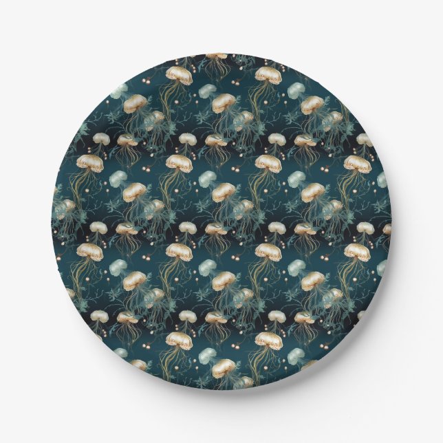 Goldmedaillen und Aquamarine Ethereal Pappteller (Vorderseite)
