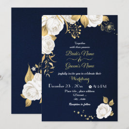 Goldmedaillenhochzeit der weißen Blume Einladung