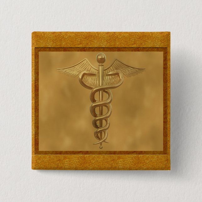 Goldmedizinischer Caduceus Button (Vorderseite)
