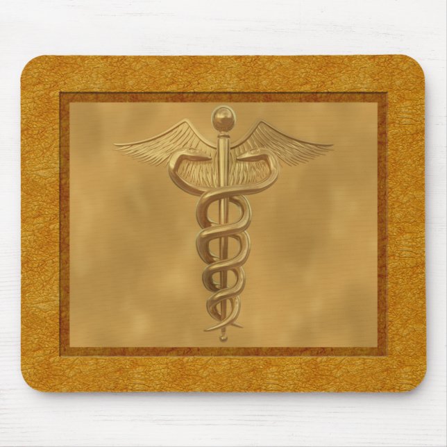 Goldmedizinischer Caduceus Mousepad (Vorne)