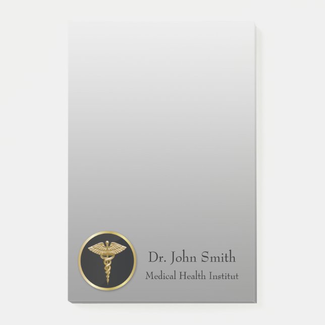 Goldmedizinischer Caduceus - Posten-it® Post-it Klebezettel (Vorderseite)