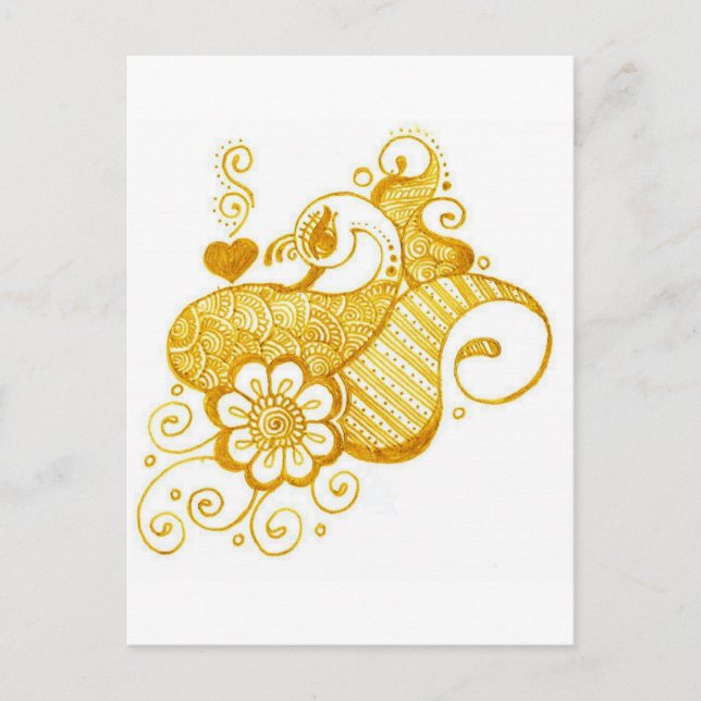 GoldMehndi Hennastrauchkunst Postkarte (Vorderseite)