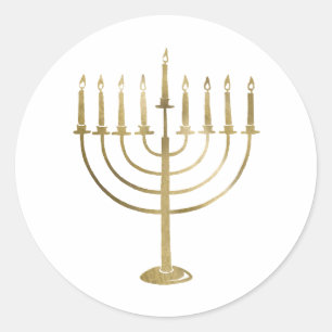 GoldMenorah Feiertag Runder Aufkleber