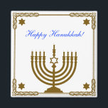 Goldmenorah Magnet<br><div class="desc">Ein quadratischer Magnet mit einem Bild einer goldenen Menorah in einem goldenen Rahmen mit goldenen Sternen von David und einem blauen individualisierbaren Urlaubsgefühl. Sehen Sie sich die gesamte Hanukka Magnet Kollektion im Bereich HOLIDAYS an.</div>