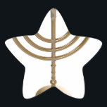 Goldmenorah Stern-Aufkleber<br><div class="desc">Menora,  Channukah,  metallisch,  hannukah,  hebräisch,  Feiertage,  jew,  Juden,  Judentum,  menorah,  chanukah,  hannuka,  Channuka,  christmukah,  christmukkah,  christmukka,  Judaika Rabbi</div>