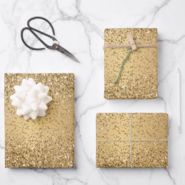 Goldmetall-Glitzer-Sparkle-Muster Geschenkpapier Set
