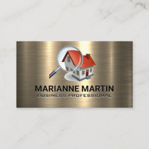 Goldmetall Zuhause-Logo für die Vergrößerung des Visitenkarte
