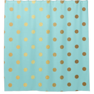 Goldmetalle Polka Dos Aquamarin Aqua Modern Duschvorhang