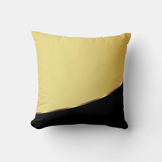 Goldmetallelegantes modernes Schwarzes Kissen (Vorderseite)