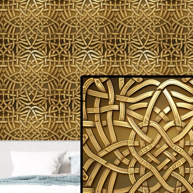Goldmetallische geometrische Abstrakte Knoten Tapete (Von Creator hochgeladen)