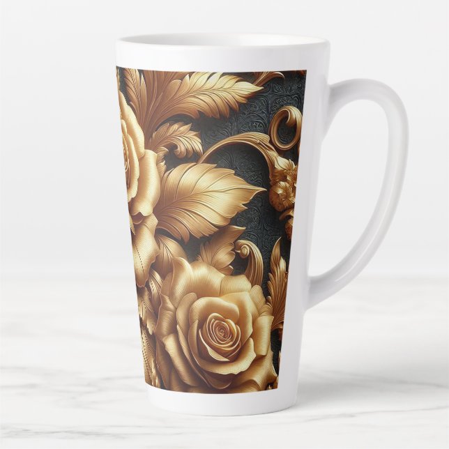 Goldmetallische Rose Dunkle Akademie Milchtasse (Rechts)