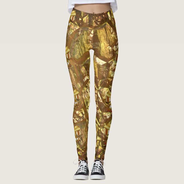 Goldmetallische Schimmer-Druck-Leggings Leggings (Vorderseite)