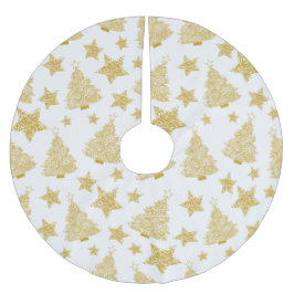 Goldmetallisches Baum-u. -stern-Weihnachtsmuster Polyester Weihnachtsbaumdecke