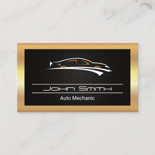 goldmetallisches Kohlenstoffmuster | Auto-Logo Visitenkarte (Vorderseite)